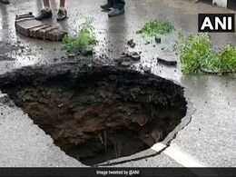 Portion Of Gurgaon Basai Road Caves In After Heavy Rain Portion Of Gurgaon Basai Road Caves In After Heavy Rain