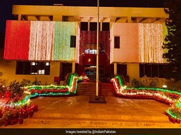 Indian High Commission In Pak Lit-Up In Tricolour For Independence Day Indian High Commission In Pak Lit-Up In Tricolour For Independence Day