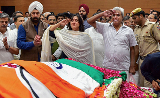 Husband, Daughter Say Farewell To Sushma Swaraj With A Salute