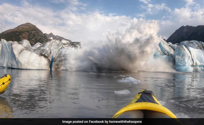 Caught On Camera: Glacier Collapse Has Kayakers Paddling For Their Lives