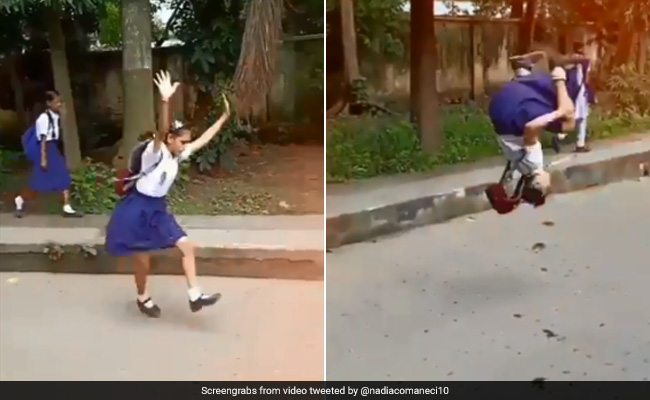 Nadia Comaneci Praises School Kids Performing Gymnastics Moves On Street