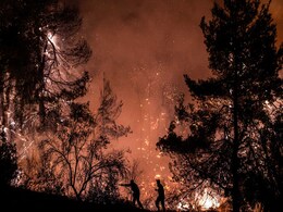 Massive Wildfire On Greek Island, Several Villages Evacuated Massive Wildfire On Greek Island, Several Villages Evacuated