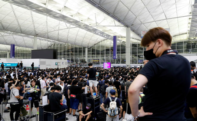 Clashes At Hong Kong Airport After Flights Disrupted For Second Day