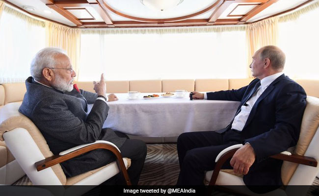 PM Modi, Putin Spend "Quality Time Together" On Ship In Russia PM Modi, Putin Spend "Quality Time Together" On Ship In Russia