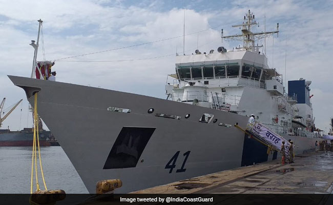Indian Coast Guard Ship <i>'Varaha'</i> Commissioned By Rajnath Singh