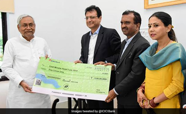 ICICI Bank Donates Rs 5 Crore To Bihar Chief Minister's Relief Fund