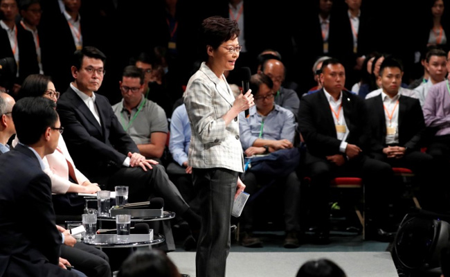 Hong Kong Protesters Trap Leader For Hours In Stadium After "Open Dialogue"