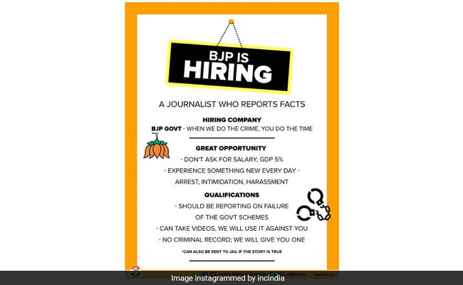 "BJP Is Hiring A Journalist Who Reports Facts": Congress's Sarcastic Post