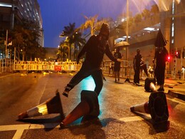 Hong Kong Police Fire Tear Gas At  Protesters Armed With Petrol Bombs Hong Kong Police Fire Tear Gas At  Protesters Armed With Petrol Bombs