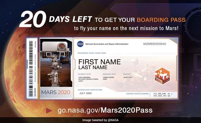 You Can Fly Your Name To Mars. NASA Is Giving Out Boarding Passes
