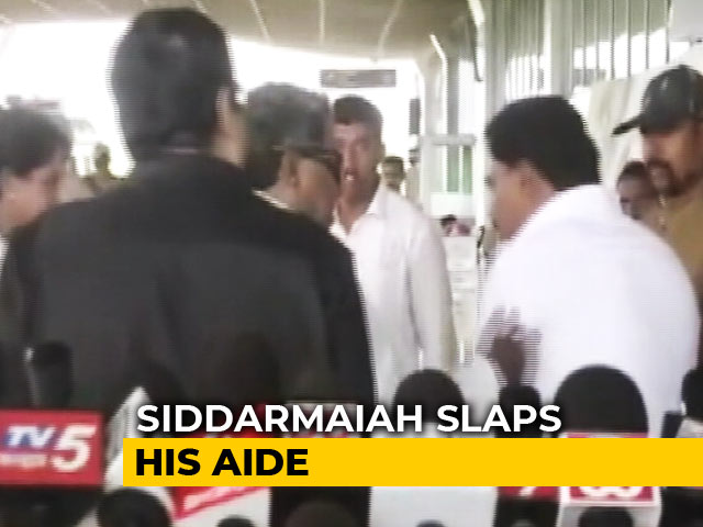 Congress's Siddaramaiah Caught On Camera Slapping Aide At Mysuru Airport
