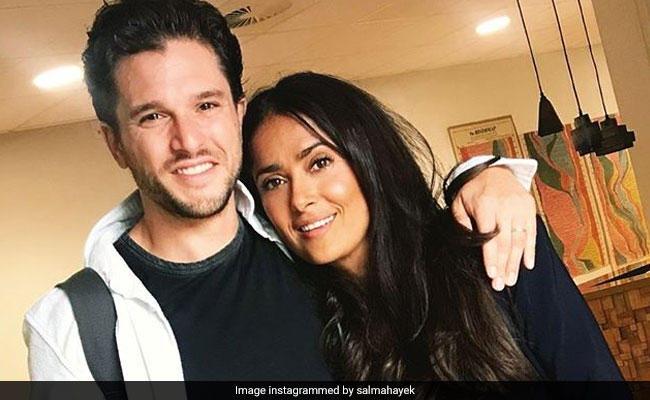 Salma Hayek Shares Pic With <I>The Eternals</i> Co-Star Kit Harington: 'Can't Believe I'm Working With Jon Snow'