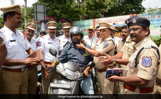 In Hyderabad, Traffic Violators Get Helmets Instead Of Challans From Cops