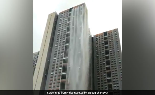 Mumbai Skyscraper Turns Into "Waterfall" Amid Heavy Rain. Watch