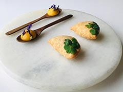 Mutton Karanji With Peach Jam & Oxali