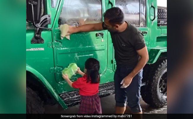 MS Dhoni And Daughter Ziva Clean His New Car Together In Sweet Video