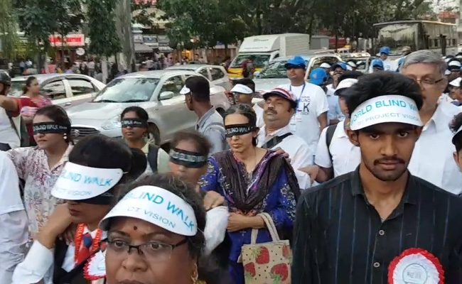 Hundreds Walked Blindfolded Behind The Visually Impaired In Bengaluru
