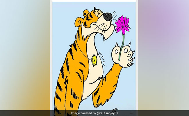 बाघ के पंजे में कमल और गले में बंधी घड़ी : शिवसेना ने BJP को दिया एक संदेश, मान जाओ नहीं तो...