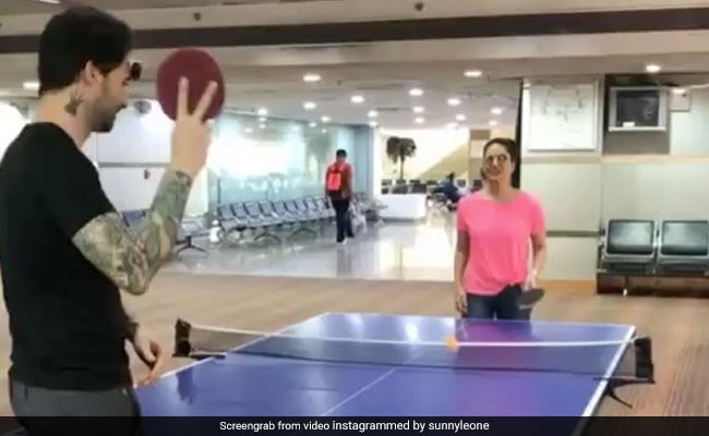 Sunny leone ने अपने पति संग इस अंदाज में खेला टेबल टेनिस, वायरल हुआ Video