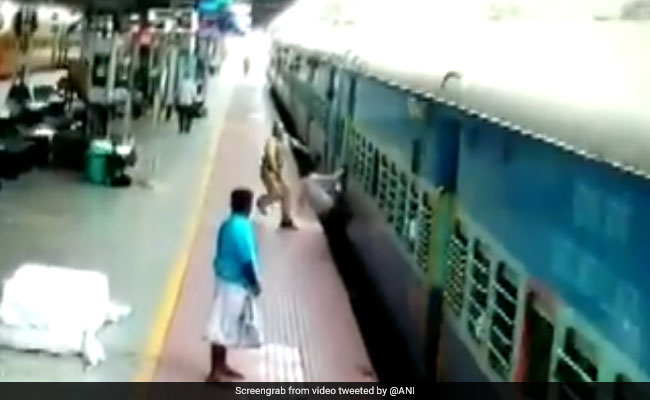 Tamil Nadu Railway Cop Saves Man Who Slipped Between Train And Platform
