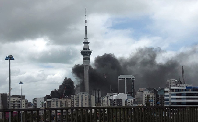 Massive Fire At Under Construction Building Near Auckland Sky city Tower