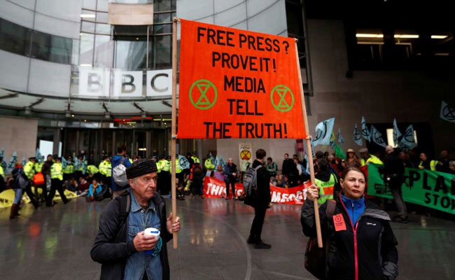 Climate Change Protesters Block BBC Headquarters In London
