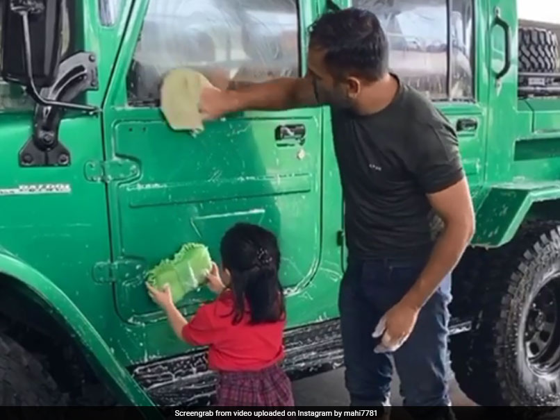 MS Dhoni Posts Video Cleaning His New Vehicle, Daughter Ziva Shares The Workload