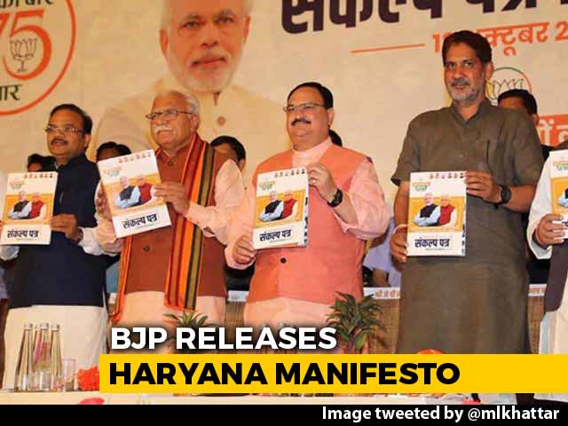 BJP Releases Haryana Election Manifesto; Promises Interest Free Crop Loan