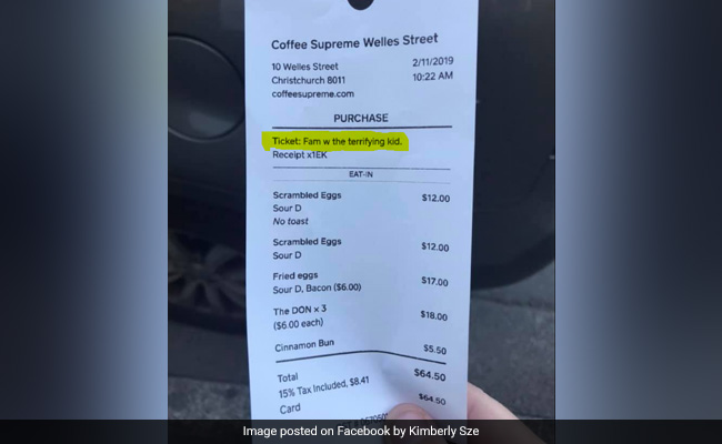 Cafe Apologises For Calling 2-Year-Old Child "Terrifying" On Receipt