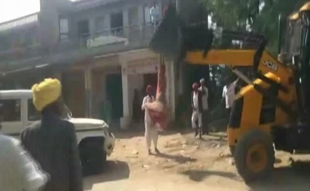 Watch: Village Head Climbs On JCB Machine To Stop Alleged Encroachment