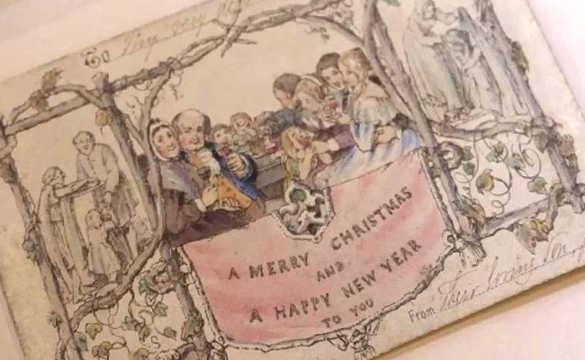 World's First Christmas Card Goes On Display