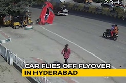 On Camera, Speeding Car Skids Off Hyderabad Flyover, Crashes, Kills 1 On Camera, Speeding Car Skids Off Hyderabad Flyover, Crashes, Kills 1