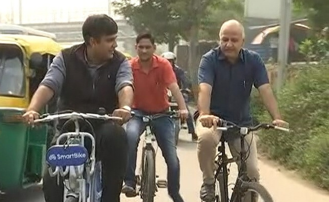 "Think Of Our Kids...": Manish Sisodia Cycles To Work As 'Odd-Even' Starts