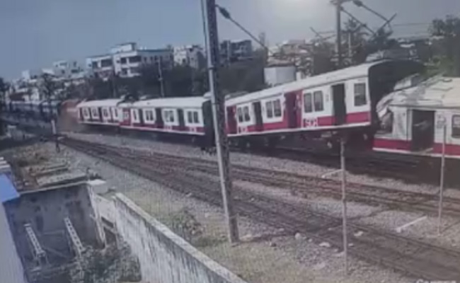 Hyderabad Head-On Collision Caught On Camera, Train Lifted Off Tracks