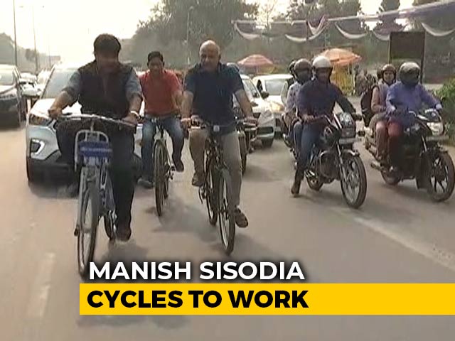 "Think Of Our Kids...": Manish Sisodia Cycles To Work As 'Odd-Even' Starts