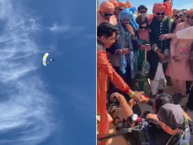 Watch: Groom Skydives To His Wedding As Guests Cheer