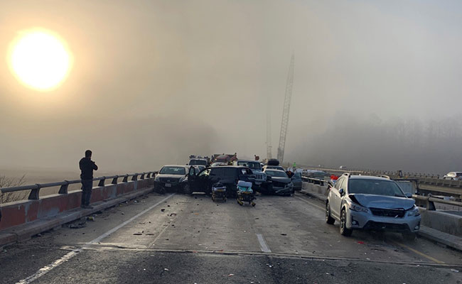 35 Injured In 63-Vehicle Pileup On Foggy, Icy Stretch Of US Highway