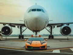 A Lamborghini Huracan RWD Escorts Aircrafts To Their Parking Bay In Bologna A Lamborghini Huracan RWD Escorts Aircrafts To Their Parking Bay In Bologna