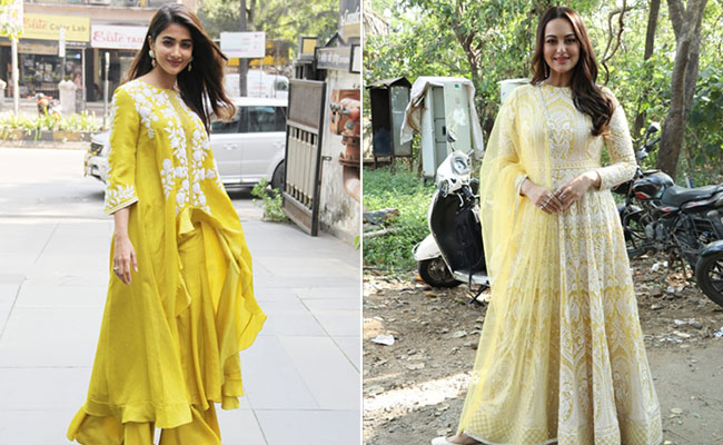Shine Bright In Yellow Ethnic Suits Like Sonakshi Sinha And Pooja Hegde