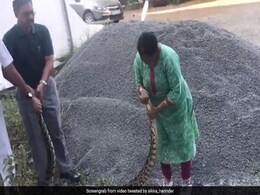 20 किलो के अजगर को देख भाग पड़े लोग, आर्मी ऑफिसर की पत्नी ने एक हाथ से पकड़कर किया ऐसा- देखें Video 20 किलो के अजगर को देख भाग पड़े लोग, आर्मी ऑफिसर की पत्नी ने एक हाथ से पकड़कर किया ऐसा- देखें Video