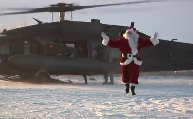 Watch: Santa Gets Chopper Ride To Remote Alaska Village
