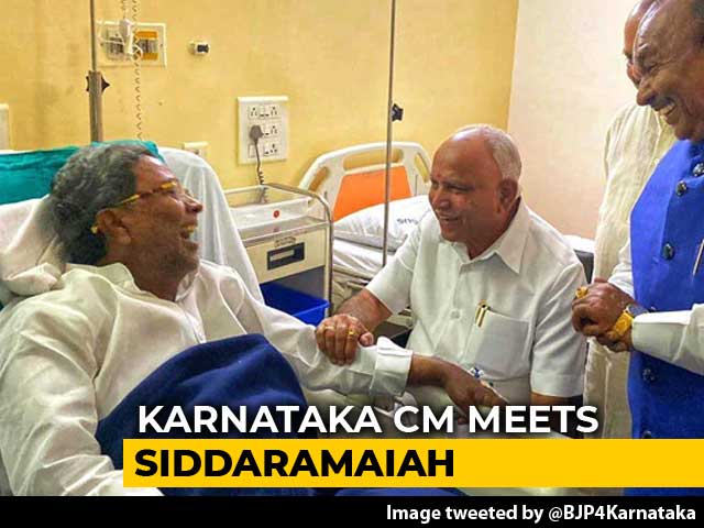 BS Yediyurappa Visits Congress Leader Siddaramaiah At Bengaluru Hospital