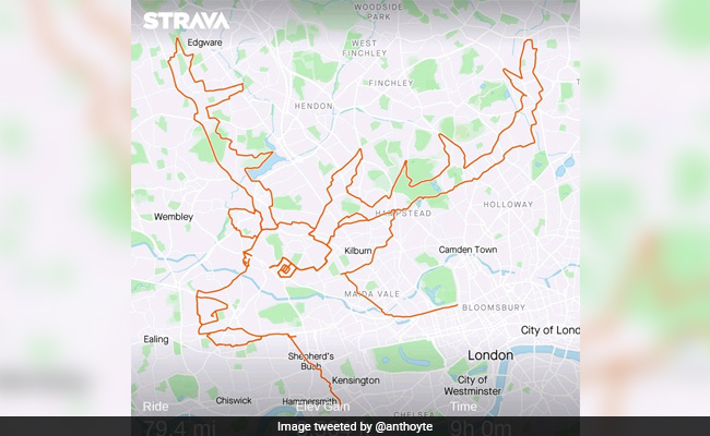 Cyclist Travels Through London For 9 Hours To Create Reindeer On Map