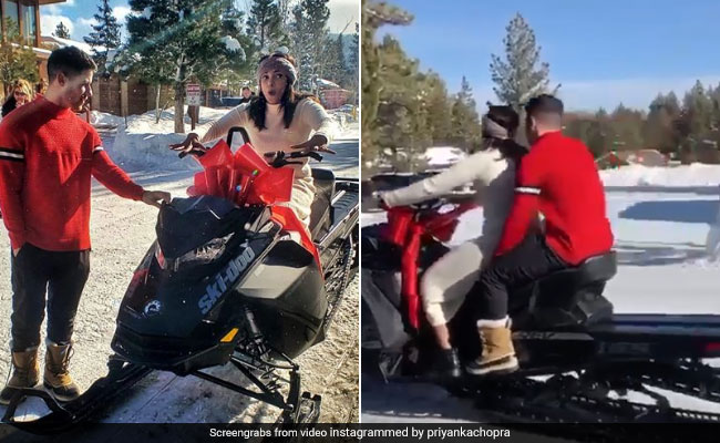 प्रियंका चोपड़ा ने बर्फ पर निक जोनास संग यूं की जमकर मस्ती, वायरल हुआ Video