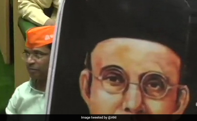 Maharashtra BJP MLAs In "Savarkar" Caps To Protest Rahul Gandhi Remark