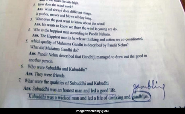 Typo In Madhya Pradesh Class 10 Question Paper Shows "Gambling" As "Gandhiji"