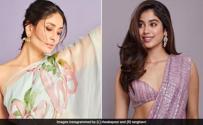 What's Hot: Kareena Kapoor's Floral <i>Saree</i> Or Janhvi Kapoor's Sequin <i>Saree</i>?
