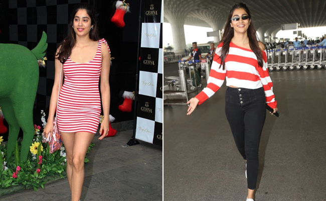 Janhvi Kapoor And Pooja Hegde Go Christmas Chic In Candy Cane Stripes