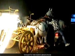 पुणे में बग्गी के साथ घोड़ों ने लगा दी दौड़, शख्स ने छलांग लगाकर रोका तो हुआ ऐसा... देखें Video पुणे में बग्गी के साथ घोड़ों ने लगा दी दौड़, शख्स ने छलांग लगाकर रोका तो हुआ ऐसा... देखें Video