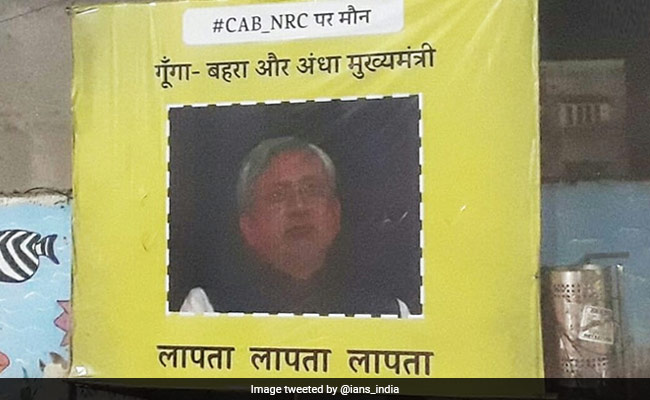 Nitish Kumar "Missing" Posters All Over Patna Amid Citizenship Protests